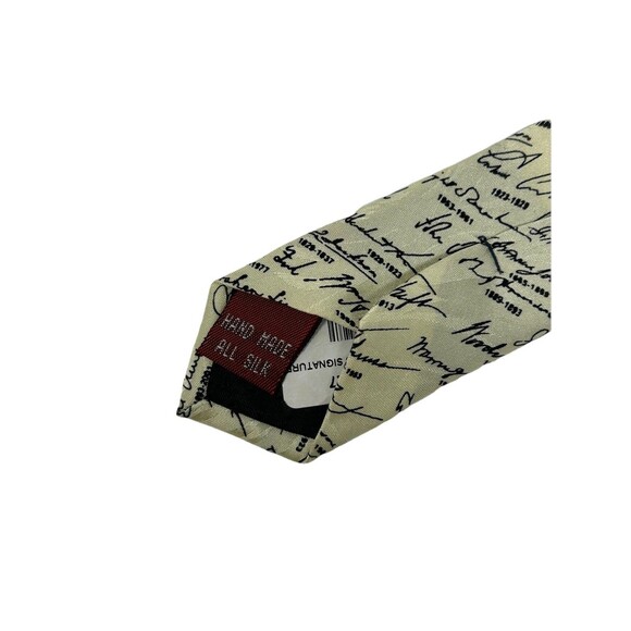 Museum Artifacts Yellow Silk Tie Presidents of the United States Signatures  58' - Picture 5 of 6